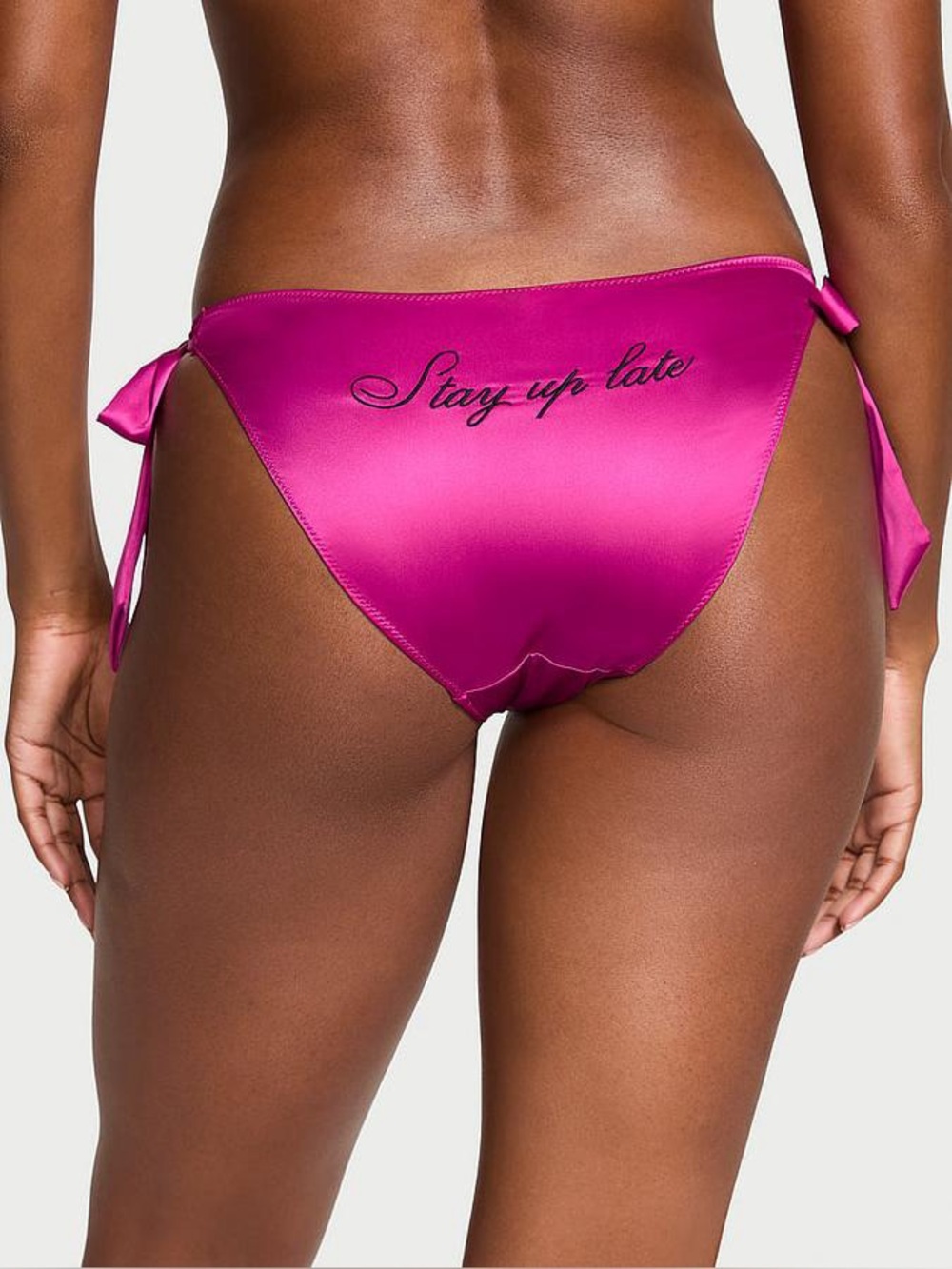 NWT Victoria’s Secret stay up late Satin Side-tie bikini panty Magenta L